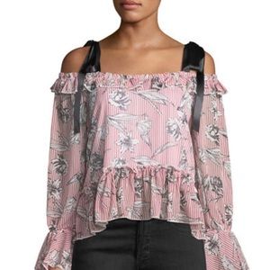 Free Generation Blush Satin Cold-Shoulder Blouse